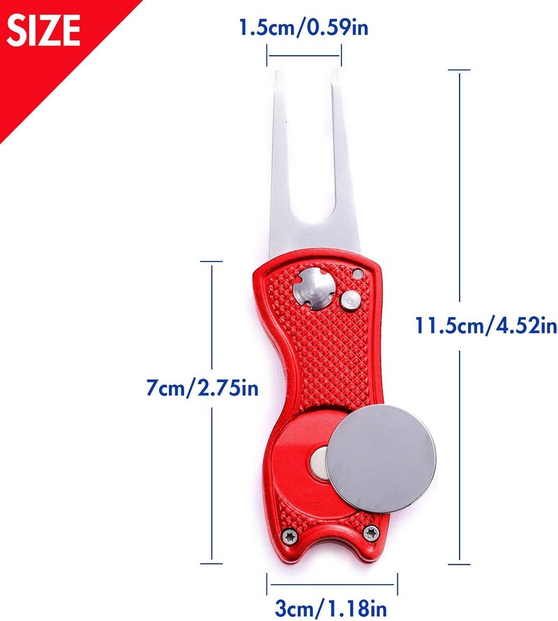 Fpxnb 2 Pack Metal Foldable Golf Divot Tool with Pop-up Button & Magnetic Ball Marker (Pack of 2, Fish Design) - Image 2